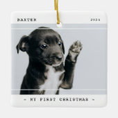 Modern Pet Mijn Eerste Kerstmis 2 Foto Keramisch Ornament (Voorkant)
