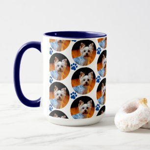 Modern Pet Photo Blue Paw Print Patroon Mok