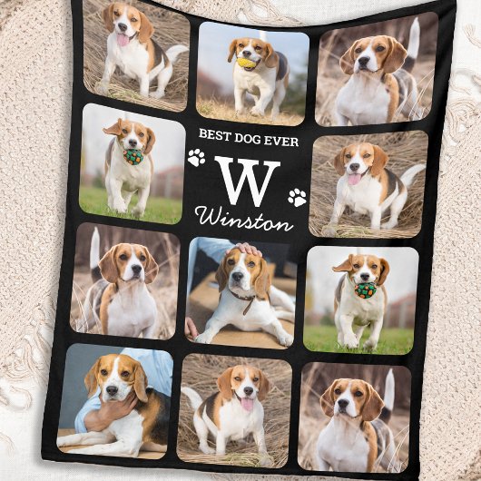 Modern Pet Photo Collage Custom Hondenliefhebber Fleece Deken