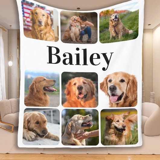 Modern Pet Photo Collage Personalized Hondenliefhe Fleece Deken