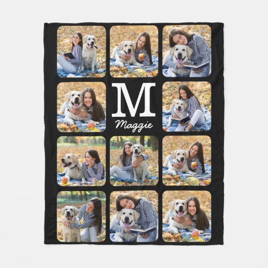 Modern Pet Photo Collage Personalized Hondenliefhe Fleece Deken (Voorkant)