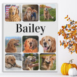Modern Pet Photo Collage Personalized Hondenliefhe Imitatie Canvas Print<br><div class="desc">Viel uw beste vriend met een de canvasdruk van de de fotocollage van de douane huisdier. Of je nu een nieuwe puppy hebt, of om elk jaar alle speciale momenten te onthouden, elk huisdier verdient een gepersonaliseerd petfotocanvas! Ons doek van de hondenfoto heeft 9 foto's, gewaagde monogram om zich te...</div>