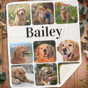 Modern Pet Photo Collage Personalized Hondenliefhe Sherpa Deken