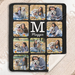 Modern Pet Photo Collage Personalized Hondenliefhe Sherpa Deken