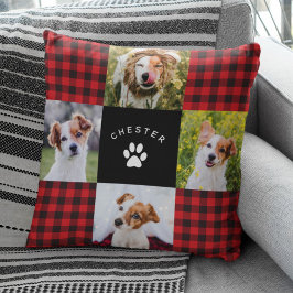 Modern Pet Photo Collage Red Buffalo Pset Quilt Kussen