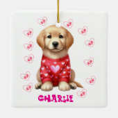 Modern Pet Photo gepersonaliseerd grillig Hondenli Keramisch Ornament (Achterkant)