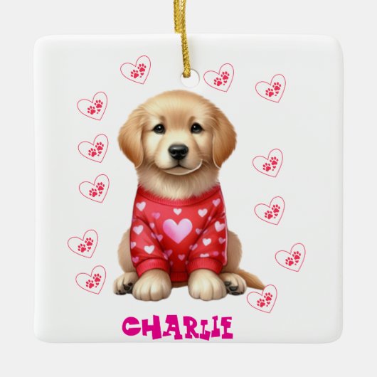 Modern Pet Photo gepersonaliseerd grillig Hondenli Keramisch Ornament (Voorkant)