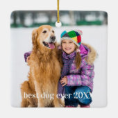 Modern Pet Photo gepersonaliseerd grillig Hondenli Keramisch Ornament (Achterkant)
