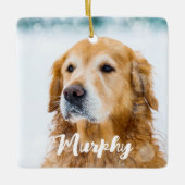Modern Pet Photo gepersonaliseerd grillig Hondenli Keramisch Ornament (Voorkant)