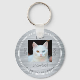Modern Pet Photo Memorial Tribution met Name Date Sleutelhanger