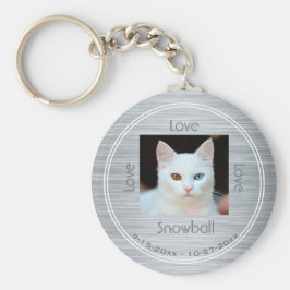 Modern Pet Photo Memorial Tribution met Name Date Sleutelhanger
