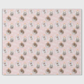 Modern Pet Photo Ornamenten Custom Christmas Pink Cadeaupapier (Vlak)