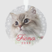 Modern Pet Photo Paw Print and Snowflake Lijst Ornament (achterkant)