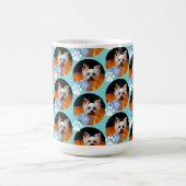 Modern Pet Photo Paw Print Pattern Turquoise Blue Koffiemok (Center)