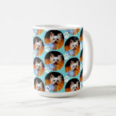 Modern Pet Photo Paw Print Pattern Turquoise Blue Koffiemok (Voorkant rechts)
