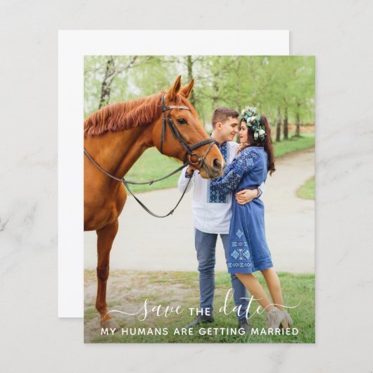 Modern Pet Photo Pet Wedding Save the Date (Voorkant / Achterkant)