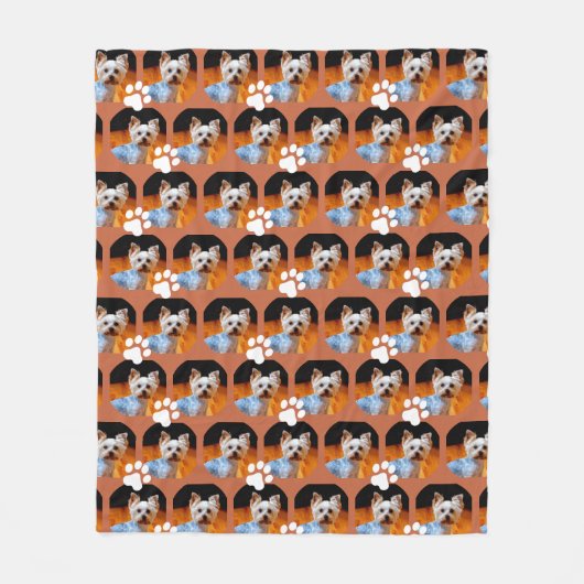 Modern Pet Photo Terracotta Paw Print Cute Fleece Deken (Voorkant)