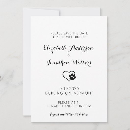 Modern Pet Photo Verloving Dog Weddenschap Save th Save The Date (Achterkant)