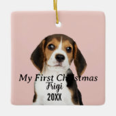Modern Pet Script Name First Kerstn Foto Keramisch Ornament (Voorkant)