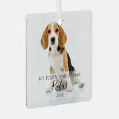 Modern Pet Script Name First Kerstn Foto Metalen Ornament (Voorkant Rechts)