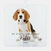 Modern Pet Script Name First Kerstn Foto Metalen Ornament (Voorkant)