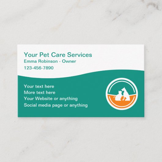 Modern Pet Services Visitekaartje Design (Voorkant)
