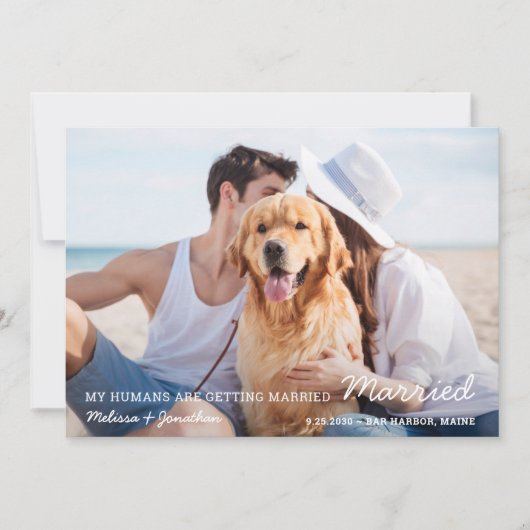 Modern Pet Wedding Couple Photo Dog Save The Date (Voorkant)