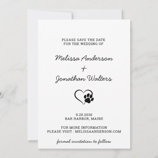 Modern Pet Wedding Couple Photo Dog Save The Date (Achterkant)