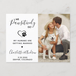 Modern Pet Wedding Photo Dog Save the Date Aankondigingskaart