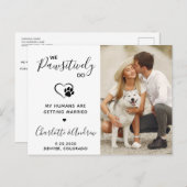 Modern Pet Wedding Photo Dog Save the Date Aankondigingskaart (Voorkant / Achterkant)