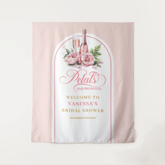 Modern petals and prosecco backdrop blush gold wandkleed (Voorkant)