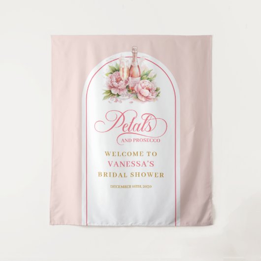 Modern petals and prosecco bridal backdrop gold wandkleed (Voorkant)