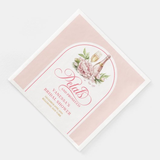 Modern Petals and Prosecco Gold Arched Napkin Set Servet (Hoek)