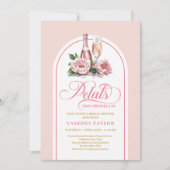 Modern petals and prosecco watercolor bridal card kaart (Voorkant)