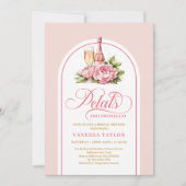 Modern petals and prosecco watercolor bridal kaart (Voorkant)