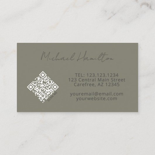 Modern Pewter Monogram QR Code Visitekaartje (Achterkant)