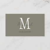 Modern Pewter Monogram QR Code Visitekaartje (Voorkant)