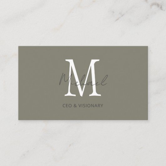 Modern Pewter Monogram QR Code Visitekaartje (Voorkant)