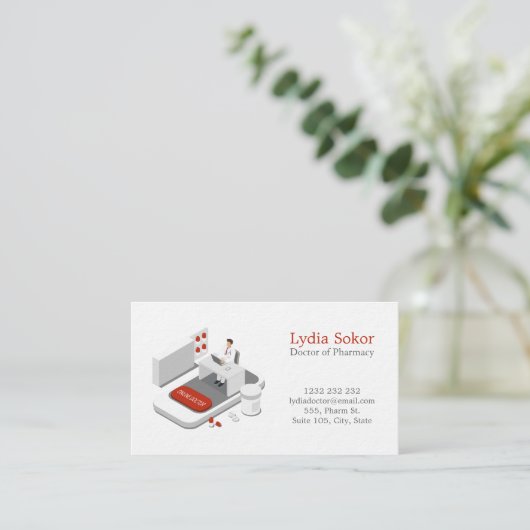 Modern Pharmacy Doctor Business Card with QR Code Visitekaartje (Staand voorkant)