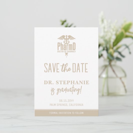 Modern PharmD Doctor of Pharmacy Afstuderen Save The Date (Staand voorkant)