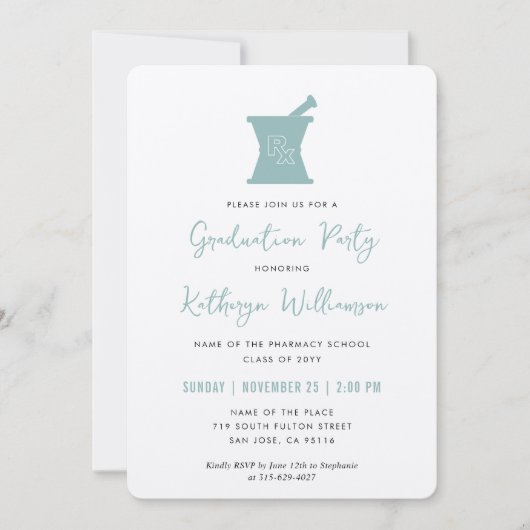 Modern PharmD Pharmacy School Afstuderen Kaart (Voorkant)