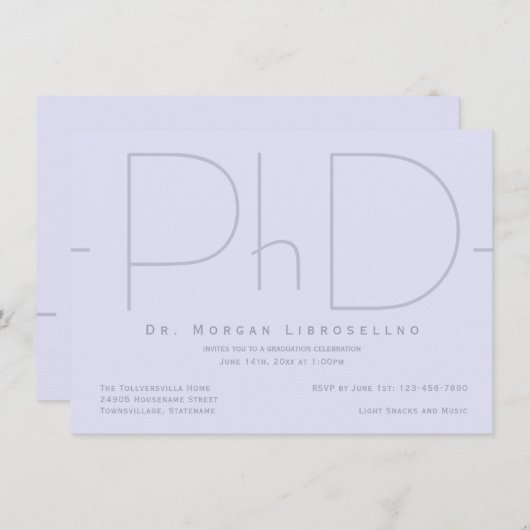 Modern PhD Afstuderen Uitnodiging (Voorkant / Achterkant)
