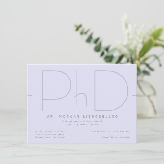 Modern PhD Afstuderen Uitnodiging (Staand voorkant)