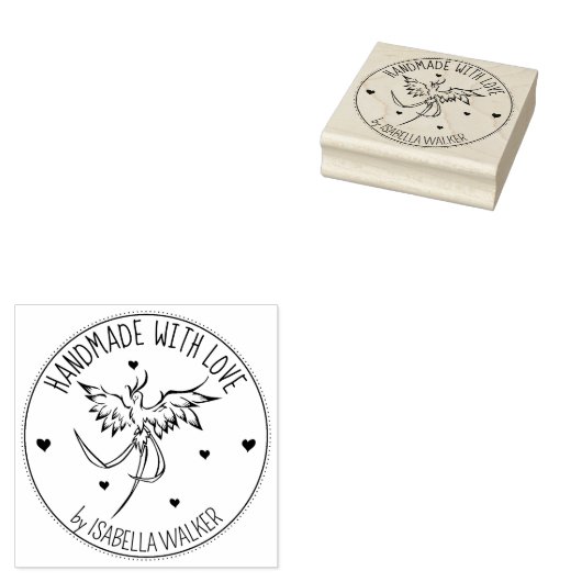 Modern Phoenix Custom Handmade with love, Rubberstempel (Gestempeld)