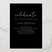 Modern Photo Afstudeerder Black Folie Uitnodiging (Achterkant)