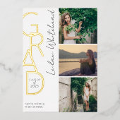 Modern Photo Afstudeerder White Folie Uitnodiging (Voorkant)