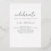 Modern Photo Afstudeerder White Folie Uitnodiging (Achterkant)