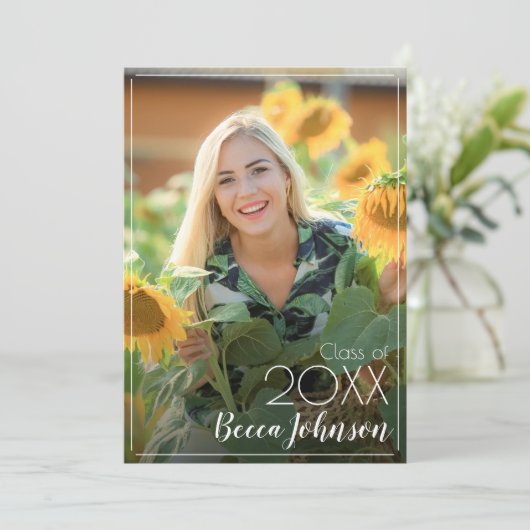 Modern Photo Afstuderen Aankondiging (Staand voorkant)