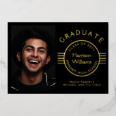 Modern Photo Afstuderen Afstuderen Gold Folie Uitnodiging (Voorkant)