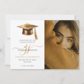 Modern Photo Afstuderen Announcement Gold Script Aankondiging (Voorkant)